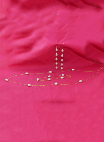 10 Karat Gold Pearls 3 Piece Jewellery Set