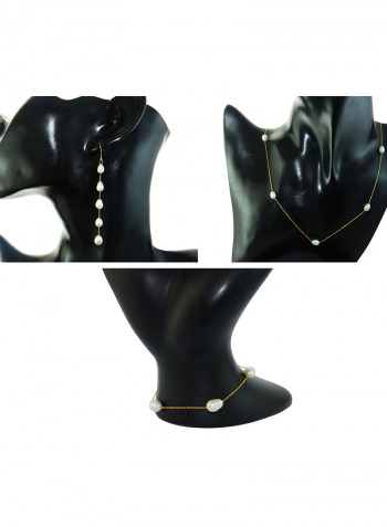 10 Karat Gold Pearls 3 Piece Jewellery Set