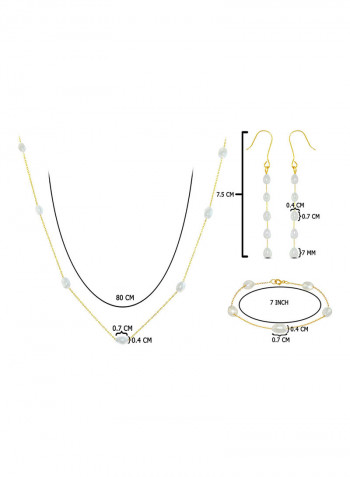 10 Karat Gold Pearls 3 Piece Jewellery Set