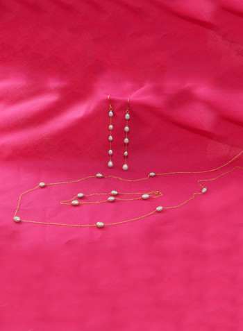 10 Karat Gold Pearls 3 Piece Jewellery Set