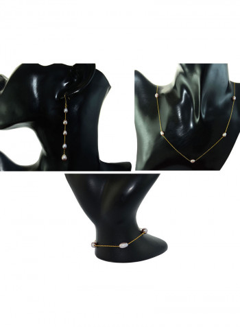 10 Karat Gold Pearls 3 Piece Jewellery Set