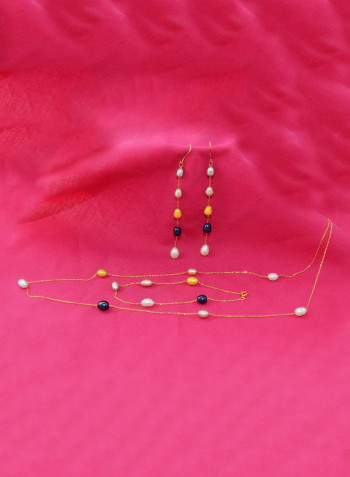 10 Karat Gold Pearls 3 Piece Jewellery Set