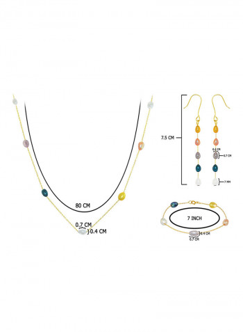 10 Karat Gold Pearls 3 Piece Jewellery Set