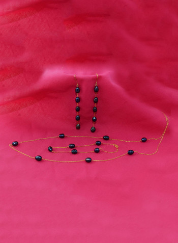 10 Karat Gold Pearls 3 Piece Jewellery Set