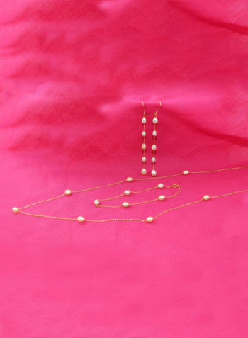 10 Karat Gold Pearls 3 Piece Jewellery Set