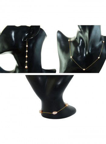10 Karat Gold Pearls 3 Piece Jewellery Set