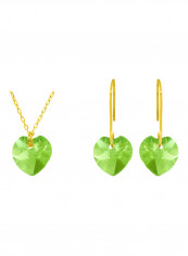 Set of 2 18 Karat Gold Peridot Necklace and Earrings
