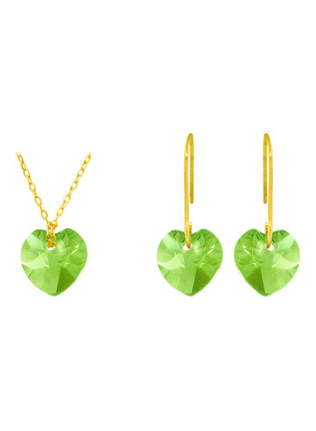Set of 2 18 Karat Gold Peridot Necklace and Earrings