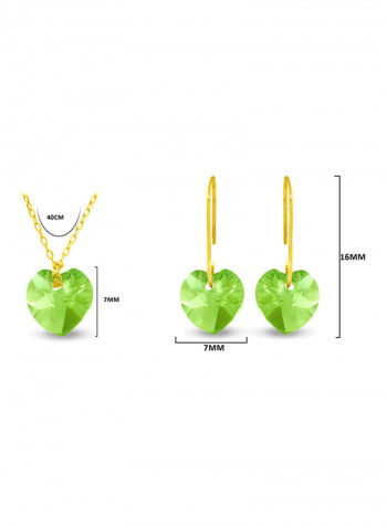 Set of 2 18 Karat Gold Peridot Necklace and Earrings