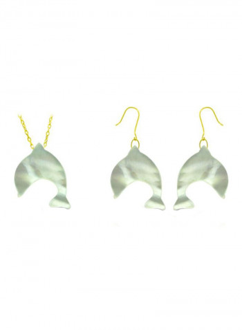 18 Karat Gold Dolphin Shape Pearl Jewellery Set