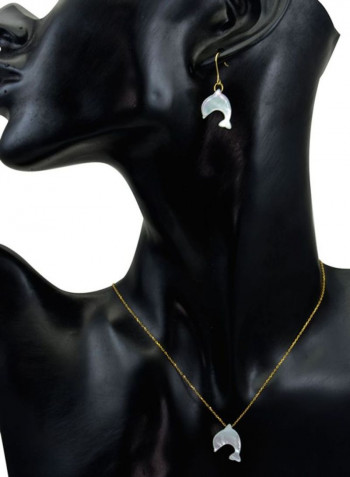 18 Karat Gold Dolphin Shape Pearl Jewellery Set