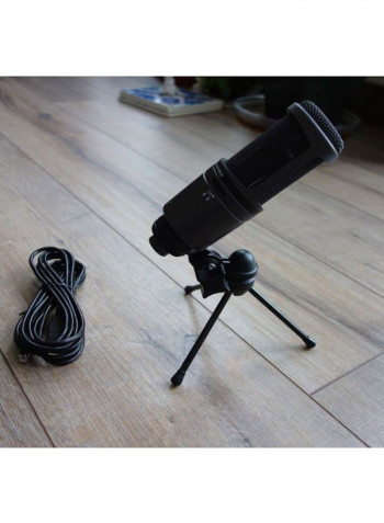 Plus Cardioid Condenser USB Microphone 162x52millimeter Black
