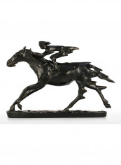 Knight On Cavalry Horse Sculpture Black 33x24x10cm