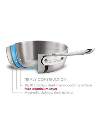 Fry Pan With Lid Silver 18.4x10.5x1.9inch