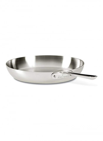 Fry Pan With Lid Silver 18.4x10.5x1.9inch