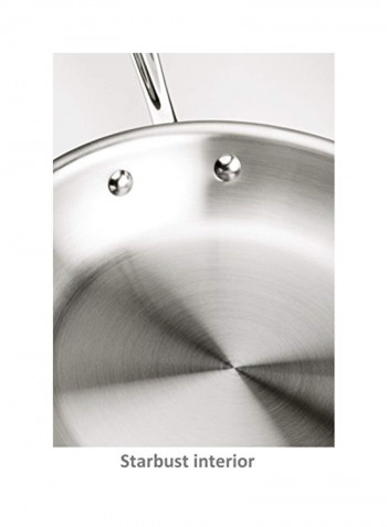 Fry Pan With Lid Silver 18.4x10.5x1.9inch