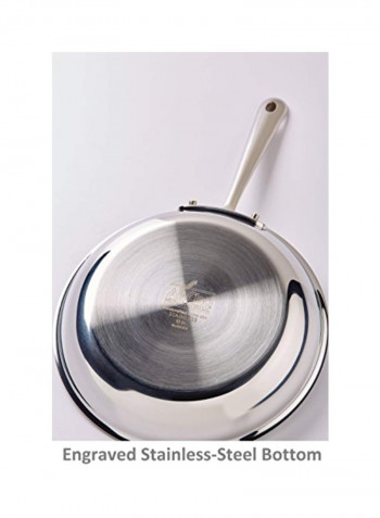 Fry Pan With Lid Silver 18.4x10.5x1.9inch