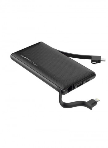 6-In-1 Power Station with Built-In Cable 10000mAh Black/Grey