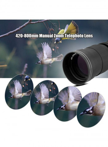 Telephoto Manual Zoom Lens With T-Mount Black/Clear