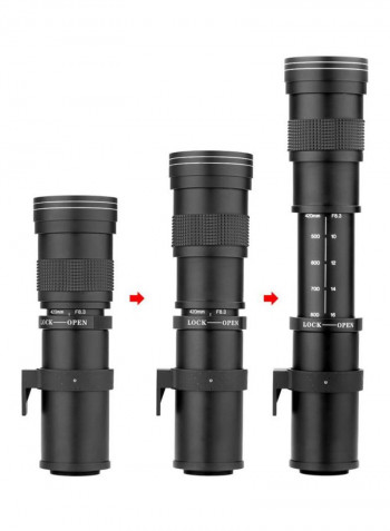 Telephoto Manual Zoom Lens With T-Mount Black/Clear