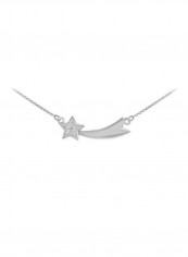 925 Sterling Silver Cubic Zirconia Studded Shooting Star Pendant Necklace