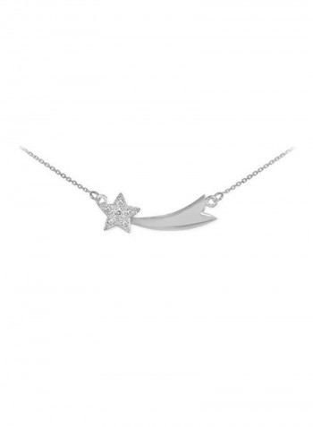 925 Sterling Silver Cubic Zirconia Studded Shooting Star Pendant Necklace