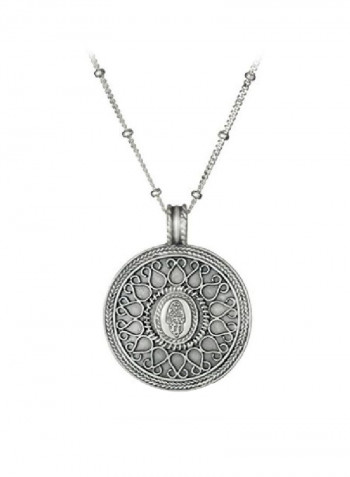 925 Sterling Silver Hamsa Mandala Pendant Necklace