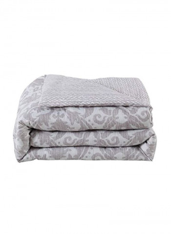 7-Piece Printed Comforter Set Polyester Grey/Light Purple Queen