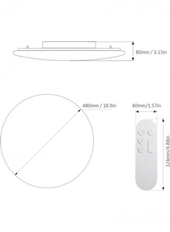 Ceiling Light With Remote Controller White 54x10.5x53centimeter