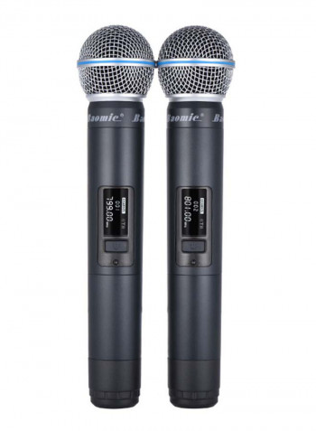4-Piece Channel UHF Digital Wireless Handheld Microphone System Set MI2081 Black
