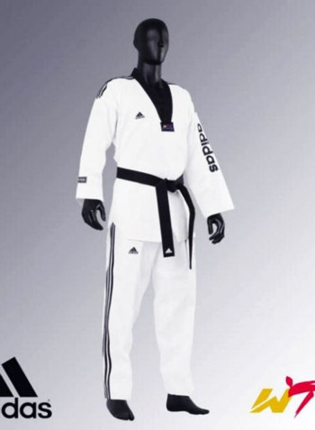 Adi-Supermaster II Taekwondo Uniform - White/Black, 210cm 210cm
