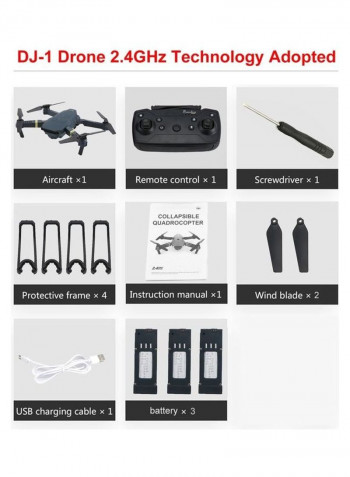 Foldable Wi-Fi RC Drone Wide Angle With 3 Batteries 18.7 x 16.3 x 7.5cm