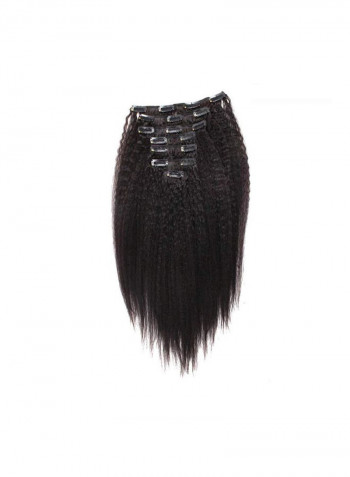 7-Piece Italian Coarse Kinky Straight Clip in Human Hair Extensions Set Black 22inch