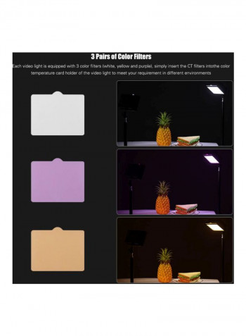 LED Video Light Kit 13.4x4.5 x9.5centimeter Black