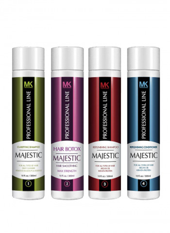 Pack Of 4 Hair Botox Hair Smoothing Treatment Kit 2x Shampoo 300, 1x Hair Botox 300, 1x Conditioner 300مل