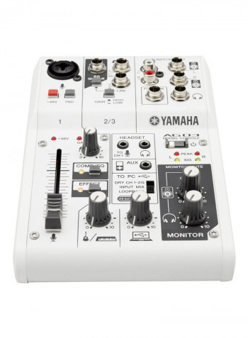 AG Series 3-Channel Mixer And USB Audio Interface AG03 White