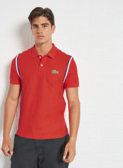 Contrast Stripe Organic Cotton Polo Redcurrant Bush