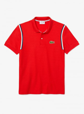 Contrast Stripe Organic Cotton Polo Redcurrant Bush