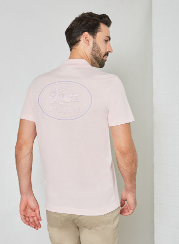 Embroidered Logo Cotton Piqué Polo Pink