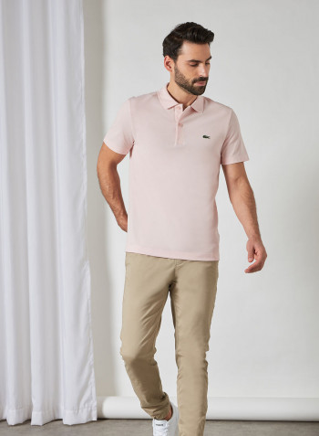 Embroidered Logo Cotton Piqué Polo Pink