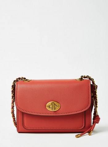 Faux Leather Crossbody Bag Brick Red
