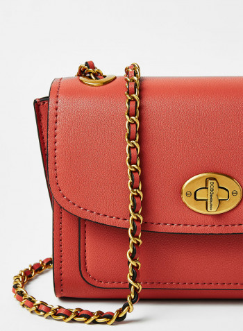 Faux Leather Crossbody Bag Brick Red