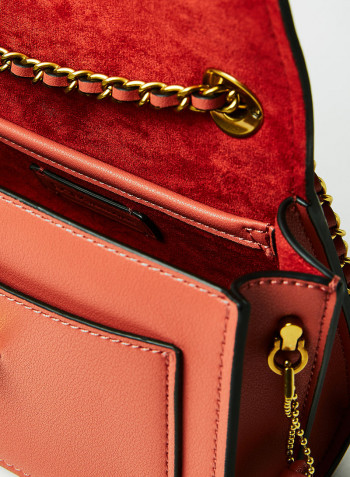 Faux Leather Crossbody Bag Brick Red