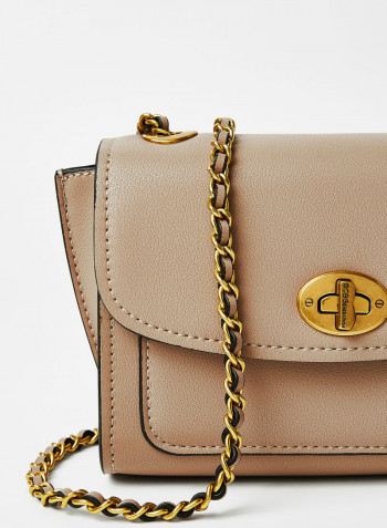 Faux Leather Crossbody Bag Taupe