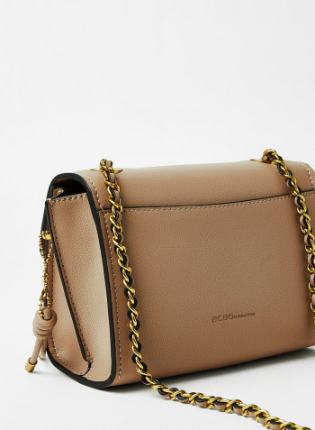Faux Leather Crossbody Bag Taupe