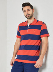 Striped Cotton Piqué Polo Navy/Red reviews Striped Cotton Piqué Polo Navy/Red