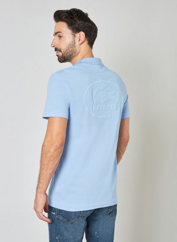 Embroidered Logo Cotton Piqué Polo Blue