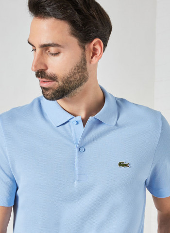 Embroidered Logo Cotton Piqué Polo Blue