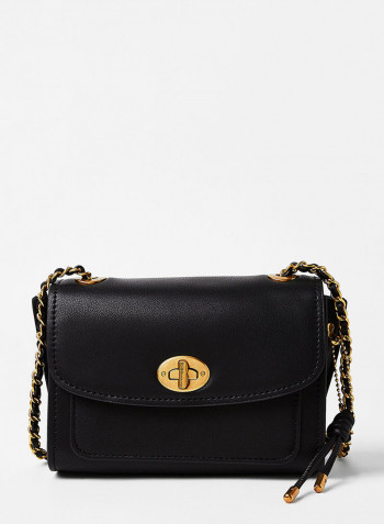 Flap Over Crossbody Bag Black