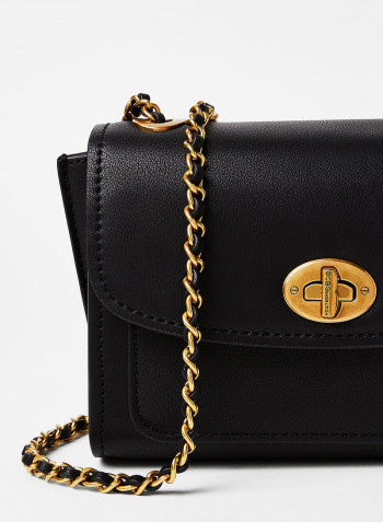 Flap Over Crossbody Bag Black